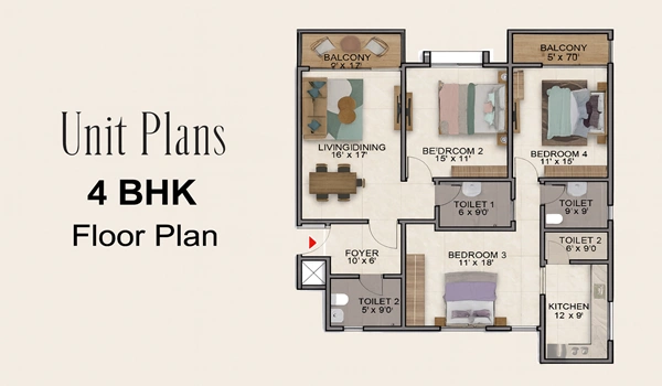 Prestige Basavanagudi 4 BHK Floor Plan